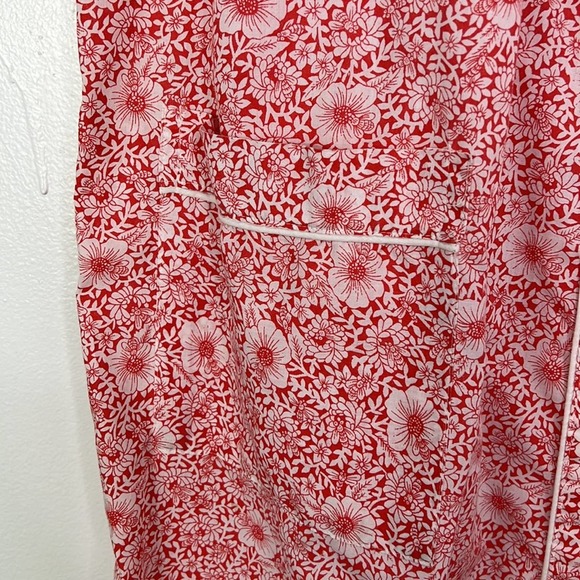 VINTAGE Floral Snap Up House Dress, House Coat, Robe, Mumu Red & White Womens S - Picture 6 of 7